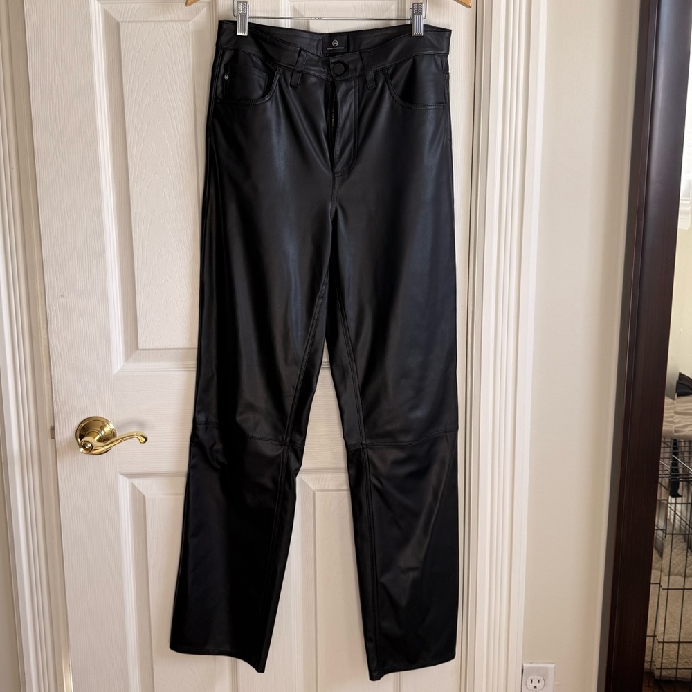 AG Adriano Goldschmied Black Leather Trousers